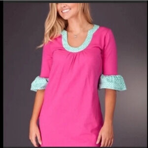 Tracy Negoshian pink and teal sheath dress size Large